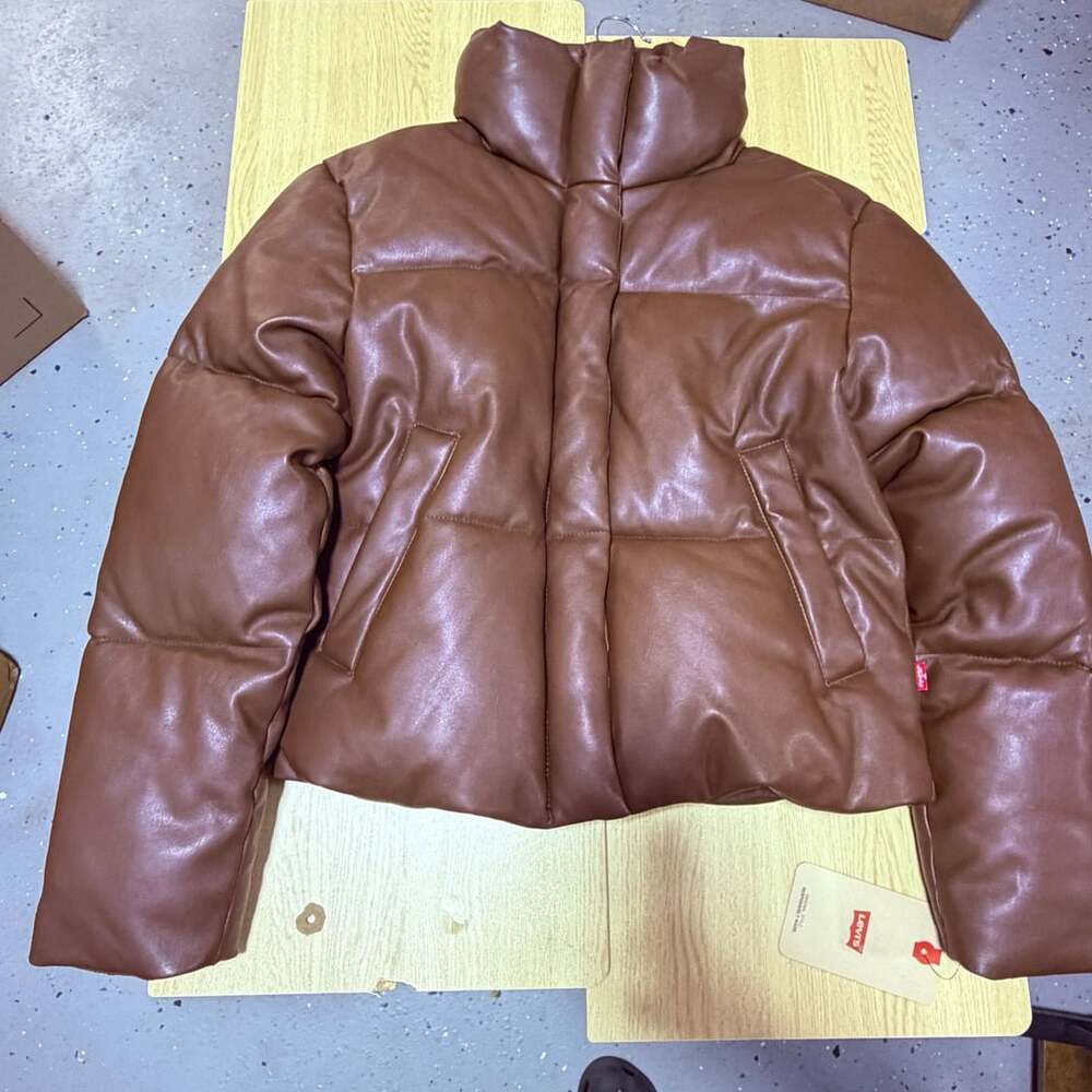 Levi's Faux Leather Puffer Jacket Brown New With Tags